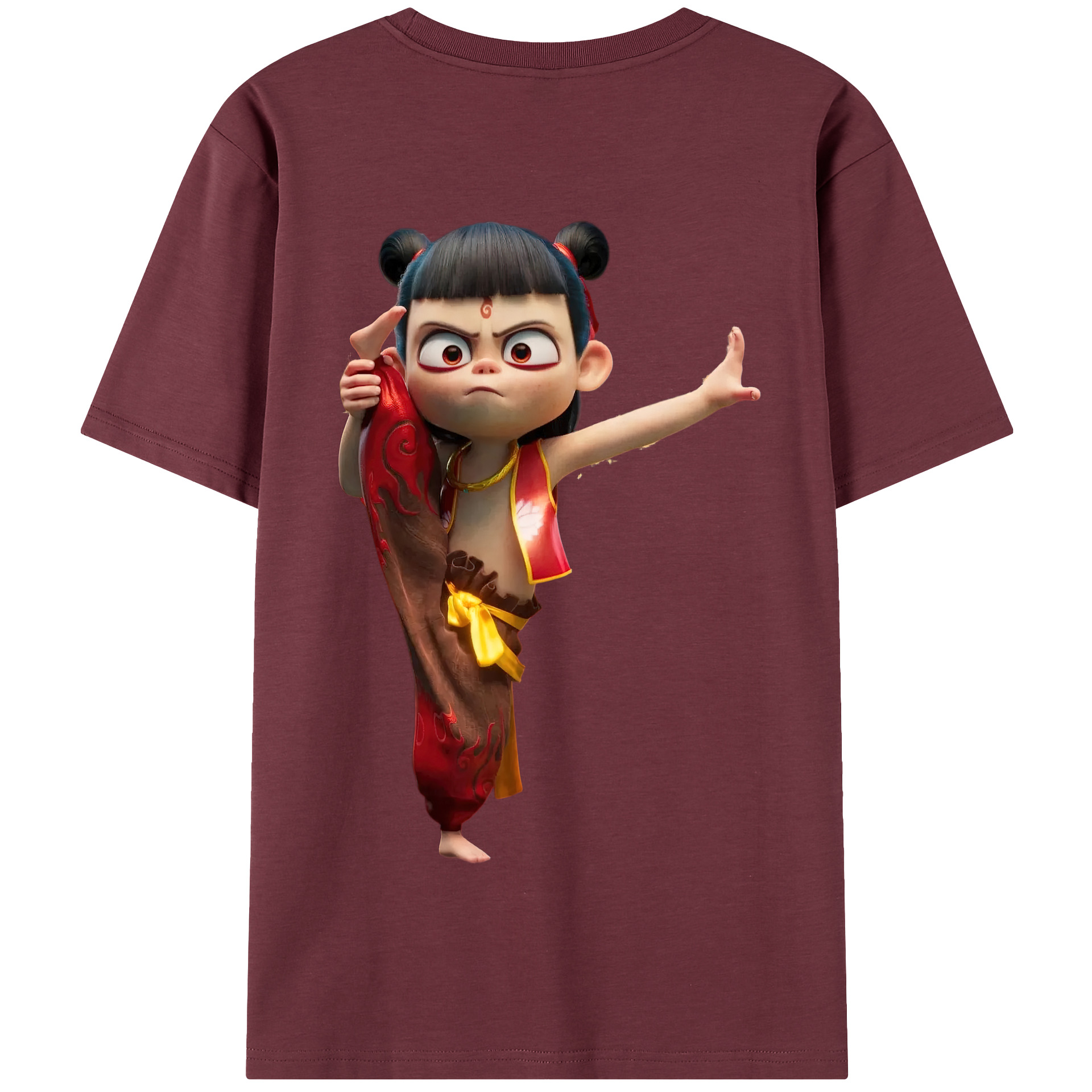 （画像用） Ne Zha 2 ナタ 魔童の大暴れ 綿100％半袖Tシャツ（背面プリント）